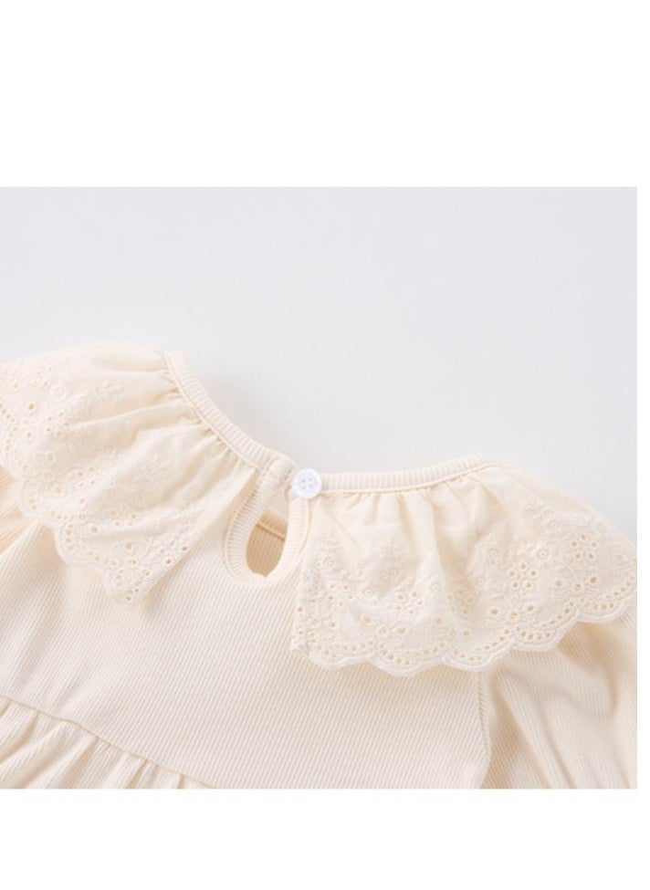 Baby Fashionable Lace Collar Doll Shirt+Wide Leg Pants Set