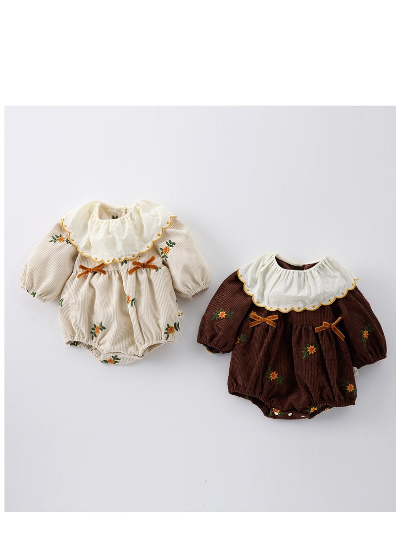Baby Doll Collar Embroidered Baby Long Sleeved Bag Fart Jacket Stylish Jumpsuit For Outdoor Climbing
