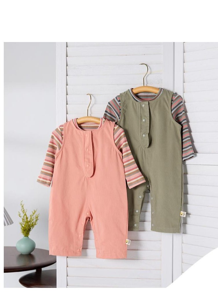 Children's Casual Candy Colored Top+Wide Shoulder Overalls