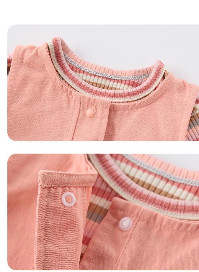 Children's Casual Candy Colored Top+Wide Shoulder Overalls