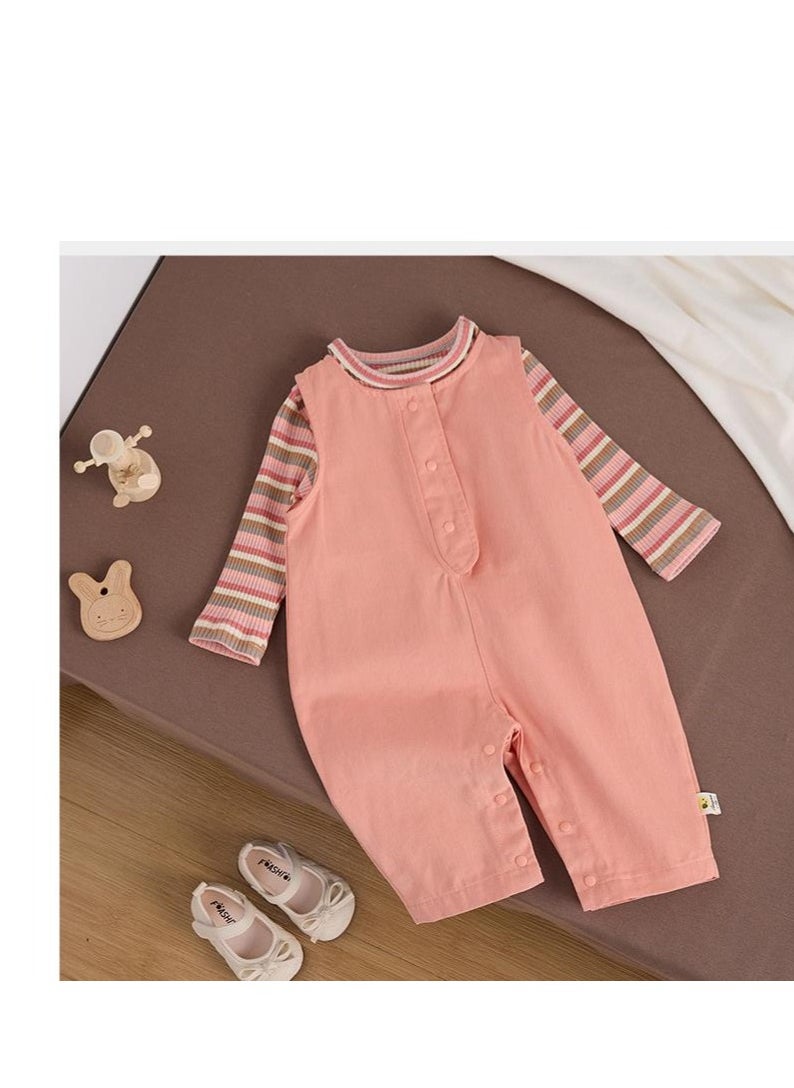 Children's Casual Candy Colored Top+Wide Shoulder Overalls