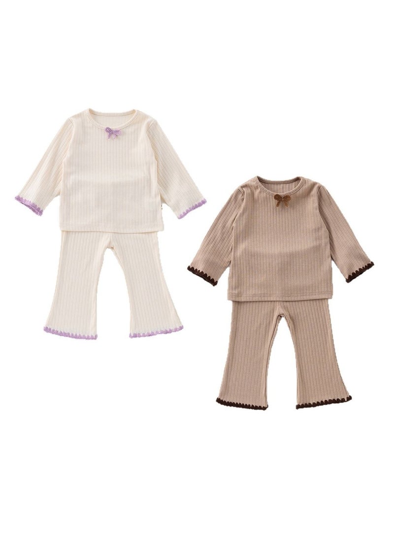 Yangqi Baby Bottom Home Clothes Split Bottom Shirt Bellbottom Pants Two Piece Set