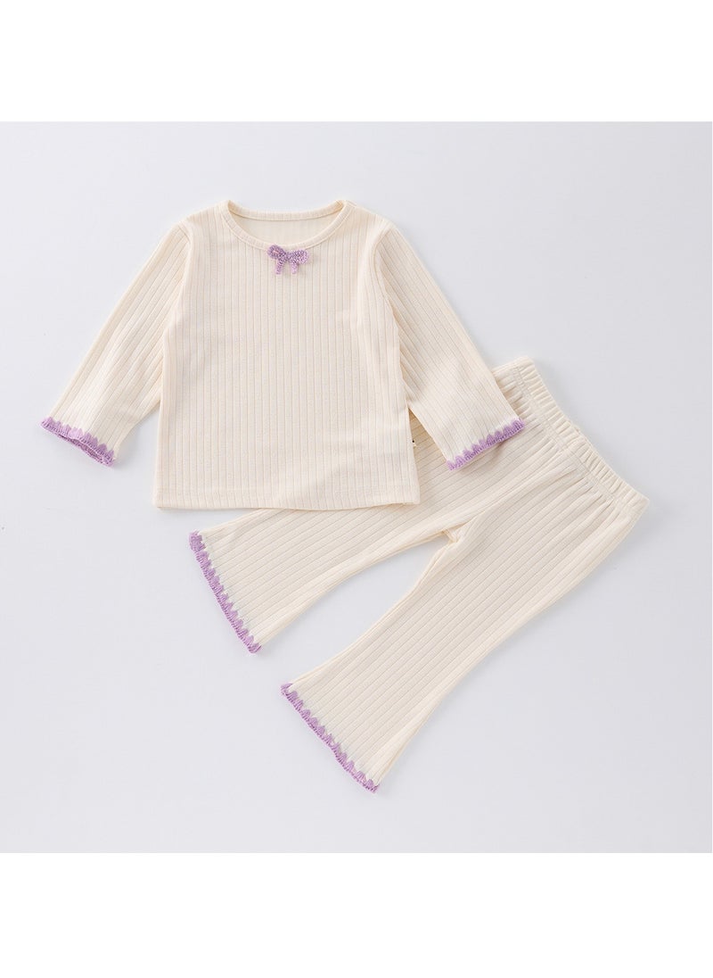 Yangqi Baby Bottom Home Clothes Split Bottom Shirt Bellbottom Pants Two Piece Set
