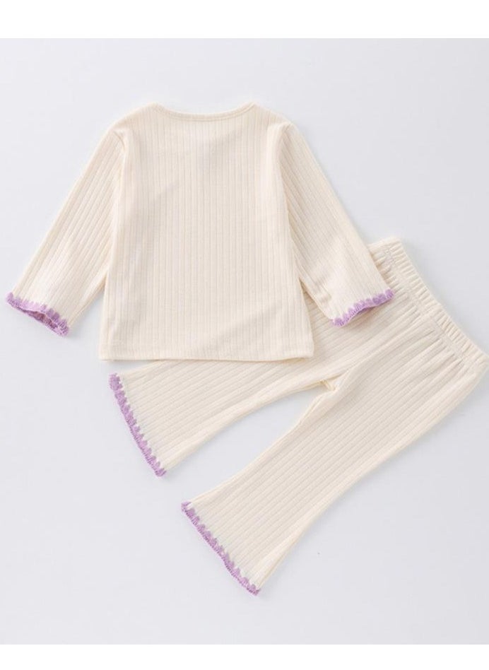 Yangqi Baby Bottom Home Clothes Split Bottom Shirt Bellbottom Pants Two Piece Set