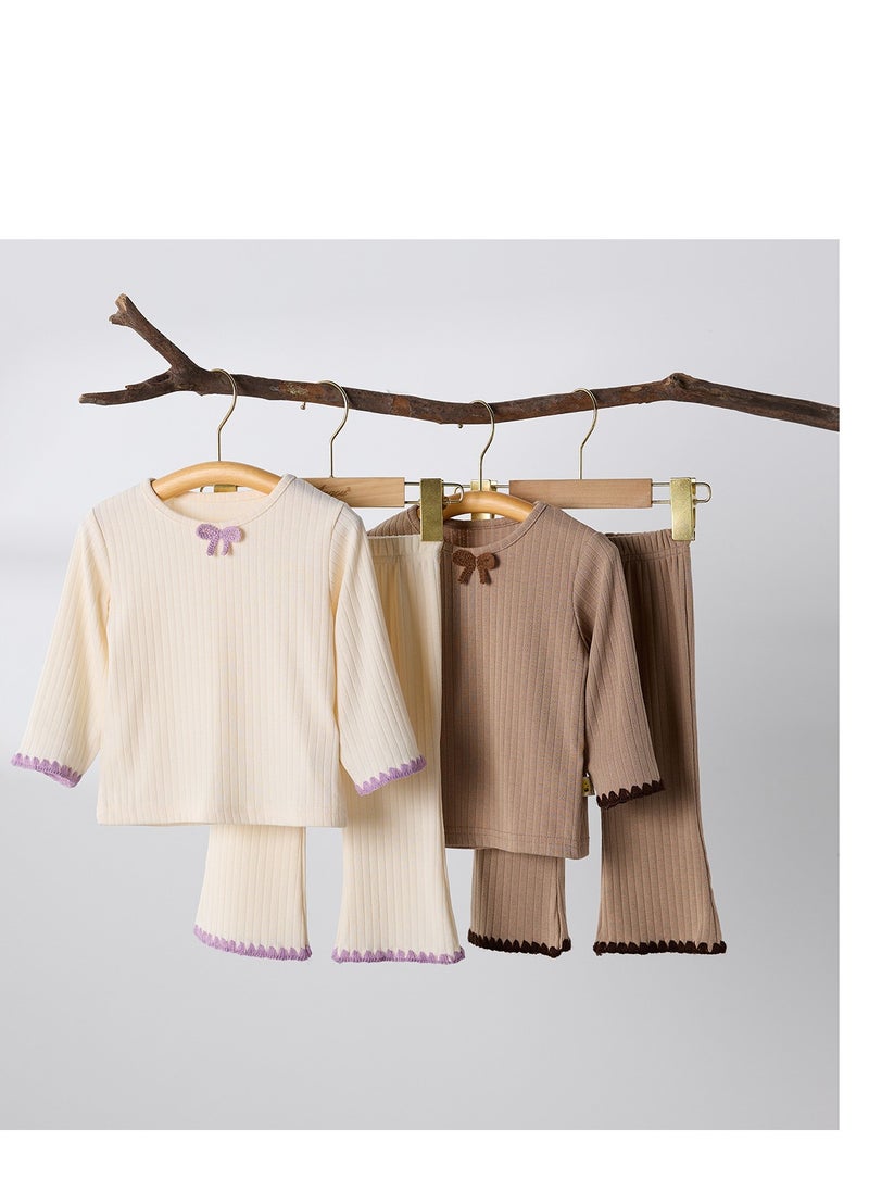 Yangqi Baby Bottom Home Clothes Split Bottom Shirt Bellbottom Pants Two Piece Set