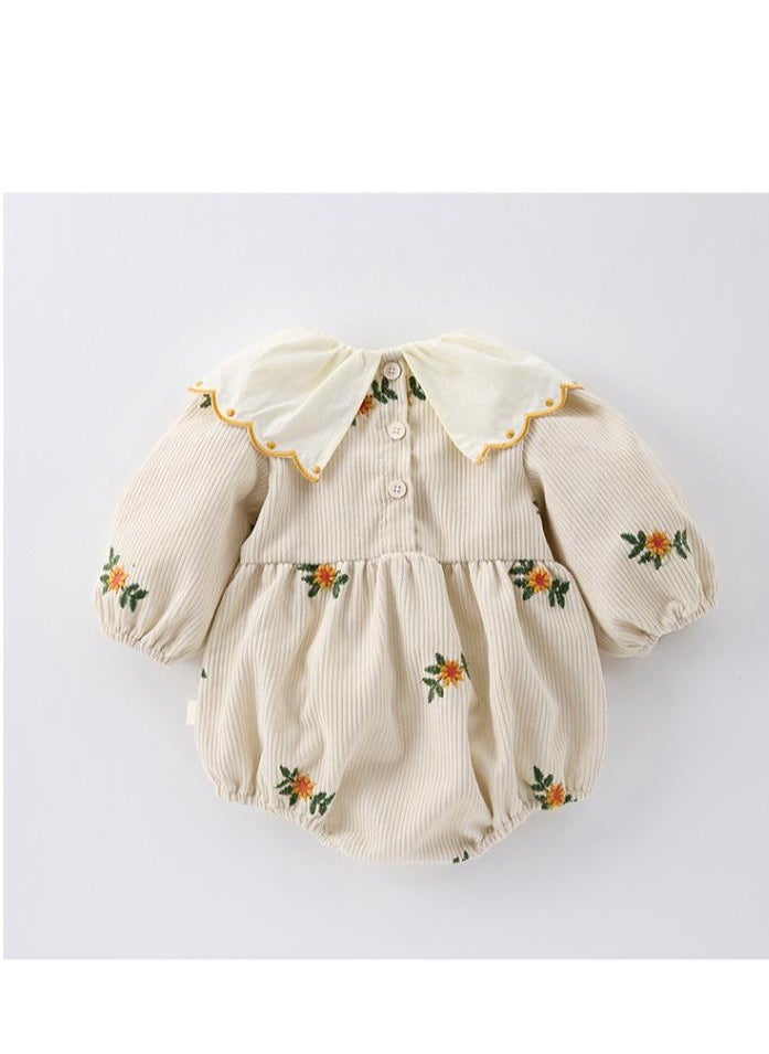 Baby Doll Collar Embroidered Baby Long Sleeved Bag Fart Jacket Stylish Jumpsuit For Outdoor Climbing