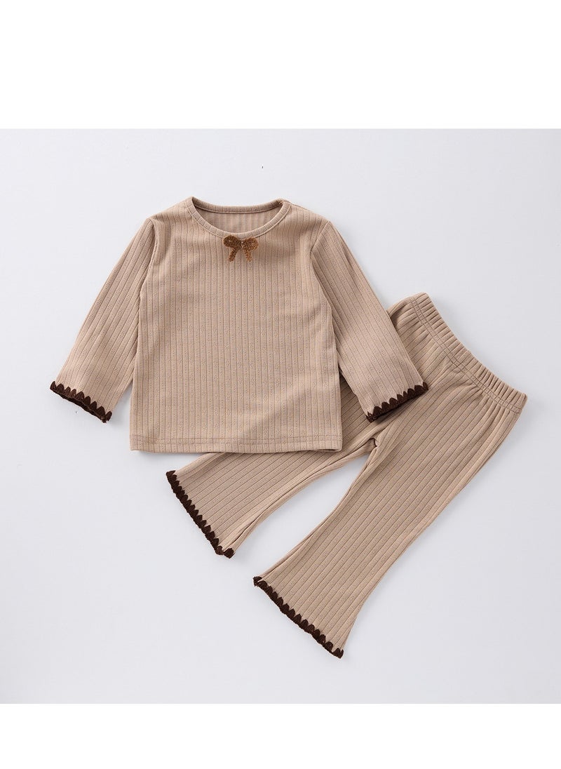 Yangqi Baby Bottom Home Clothes Split Bottom Shirt Bellbottom Pants Two Piece Set