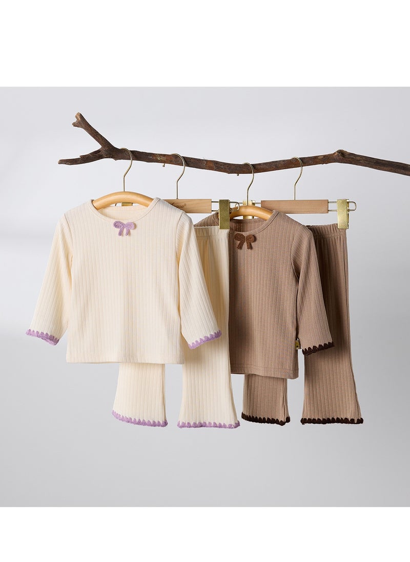 Yangqi Baby Bottom Home Clothes Split Bottom Shirt Bellbottom Pants Two Piece Set