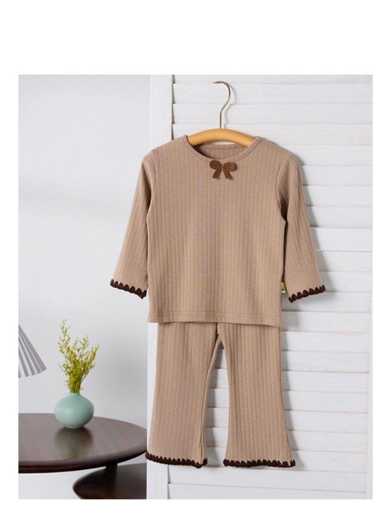 Yangqi Baby Bottom Home Clothes Split Bottom Shirt Bellbottom Pants Two Piece Set