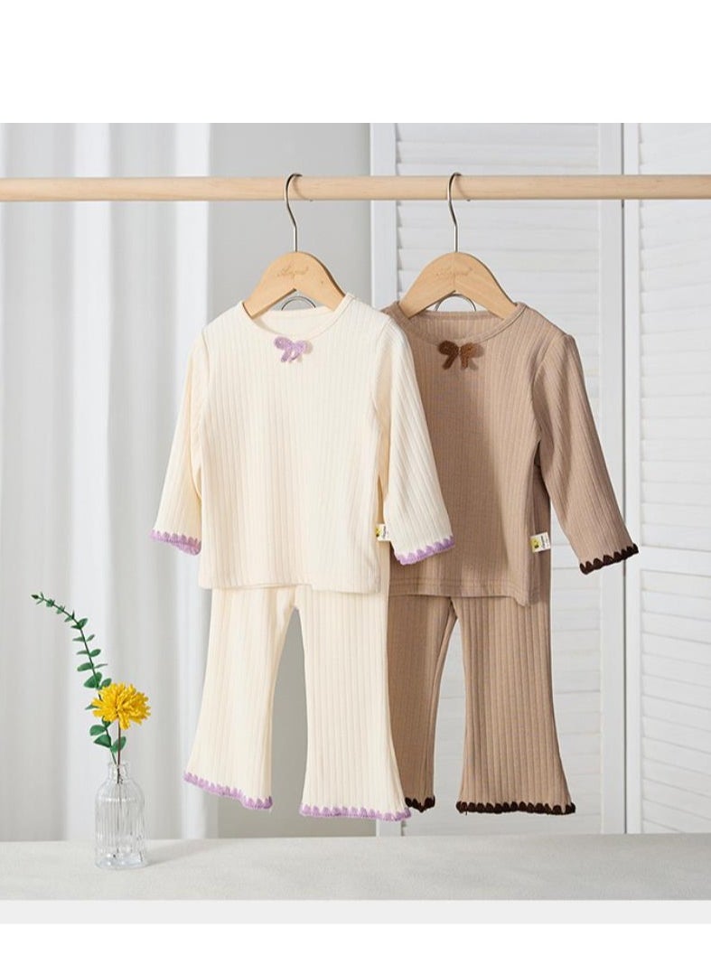 Yangqi Baby Bottom Home Clothes Split Bottom Shirt Bellbottom Pants Two Piece Set
