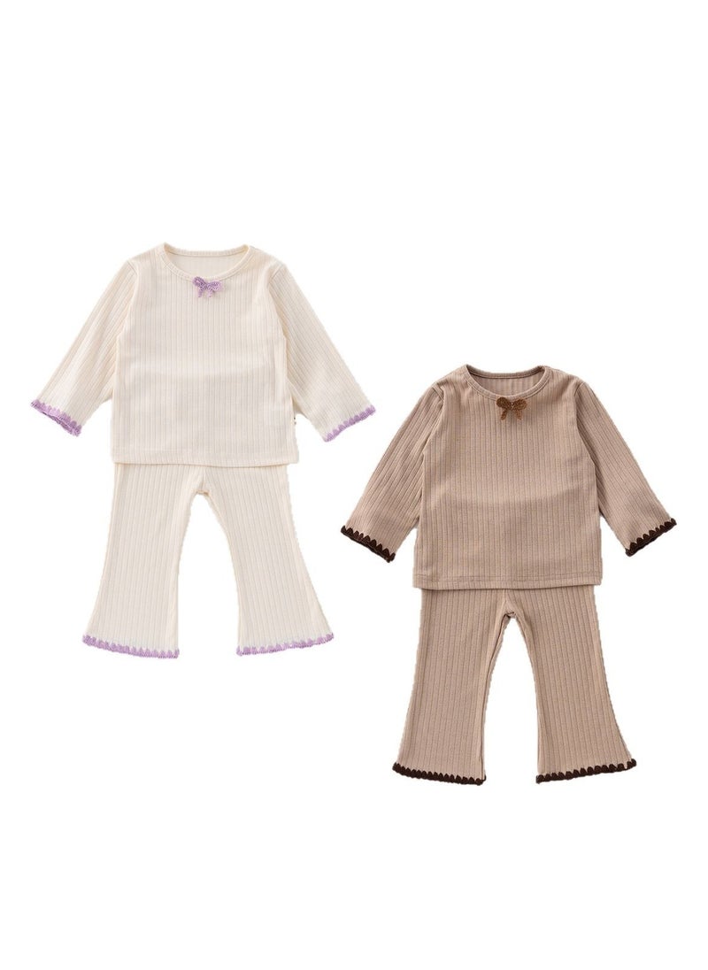 Yangqi Baby Bottom Home Clothes Split Bottom Shirt Bellbottom Pants Two Piece Set