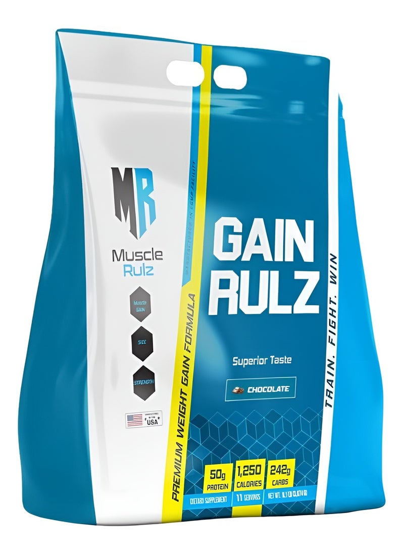 Musclerulz, Gain Rulz, 50g Protein, Weight Gainer, 8.1 Lbs, Chocolate, 11 Servings