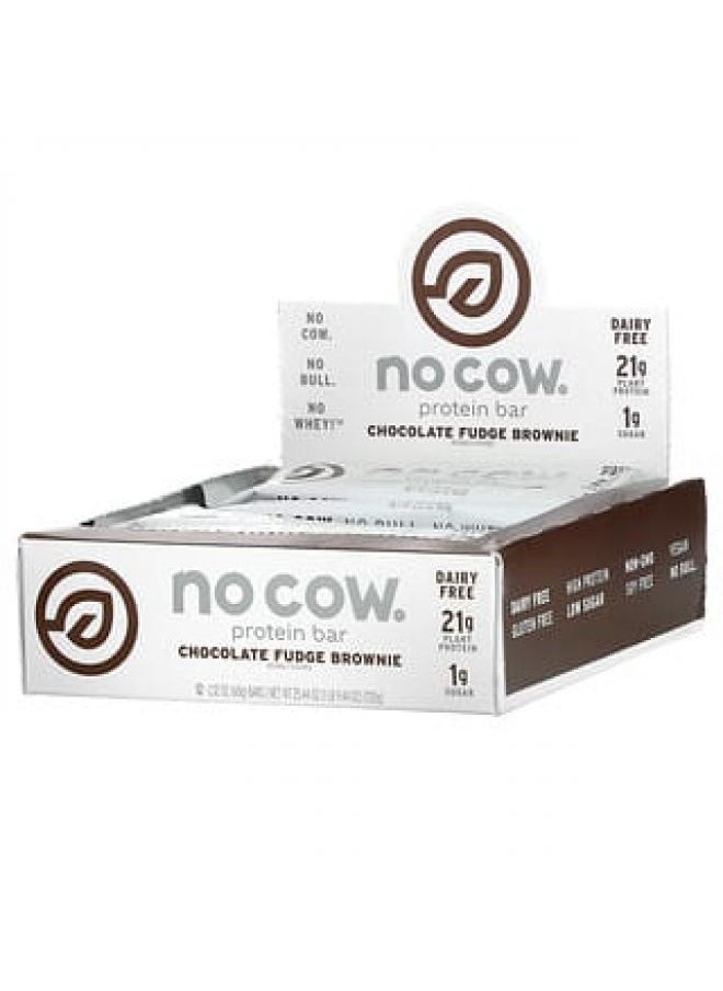 No Cow Protein Bar Chocolate Fudge Brownie 12 Bars 2.12 oz (60 g) Each