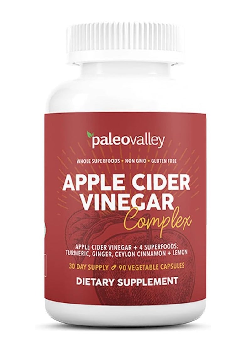 Apple Cider Vinegar Complex with Superfoods - Turmeric, Ginger, Ceylon Cinnamon and Lemon - 84 Vegetable Capsules