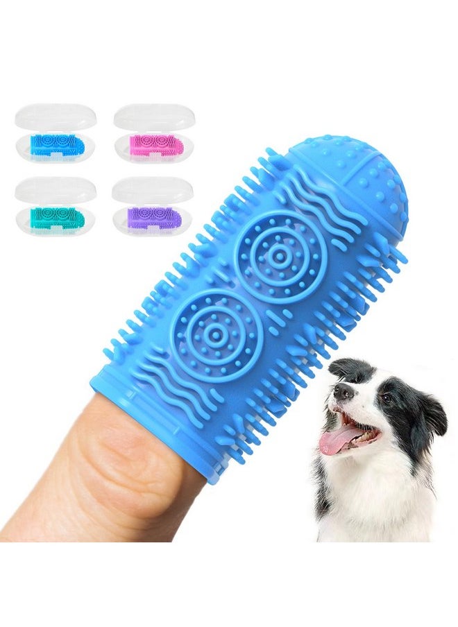 Coredy 4 Pack Dog Toothbrush, Soft Silicone Pet Toothbrush, Finger Toothbrush Covers Kit for Dog Teeth Cleaning & Dog Dental Care