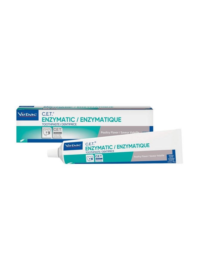 Virbac CET Enzymatic Toothpaste| Eliminates Bad Breath by Removing Plaque & Tartar Buildup | Best Pet Dental Care Toothpaste | Poultry Flavor, 2.5 oz tube