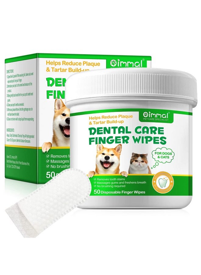 Dog Teeth Cleaning 50PCS, Pets Teeth Cleaning Wipes for Dogs & Cats, Dog Toothbrush Kit, Dog Dental Care Finger Wipes, Remove Bad Breath, Plaque & Tartar, Cleaning & Gum Care Pet Wipes