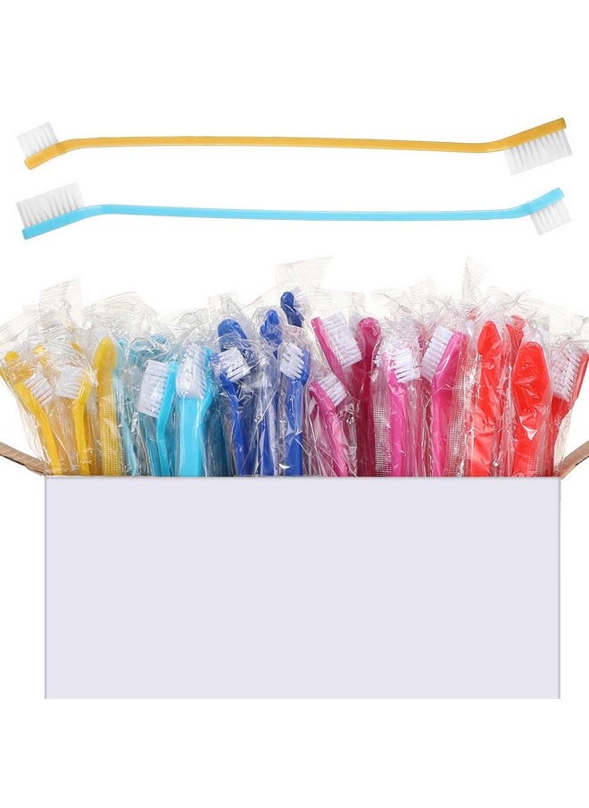 Nuenen 150 Pcs Dog Toothbrush Bulk Dual Headed Dental Soft Toothbrush Convenient Long Handle Dog Tooth Brush Puppy Toothbrush Individual Packaged for Cleaning Small to Large Dogs Cats Pets