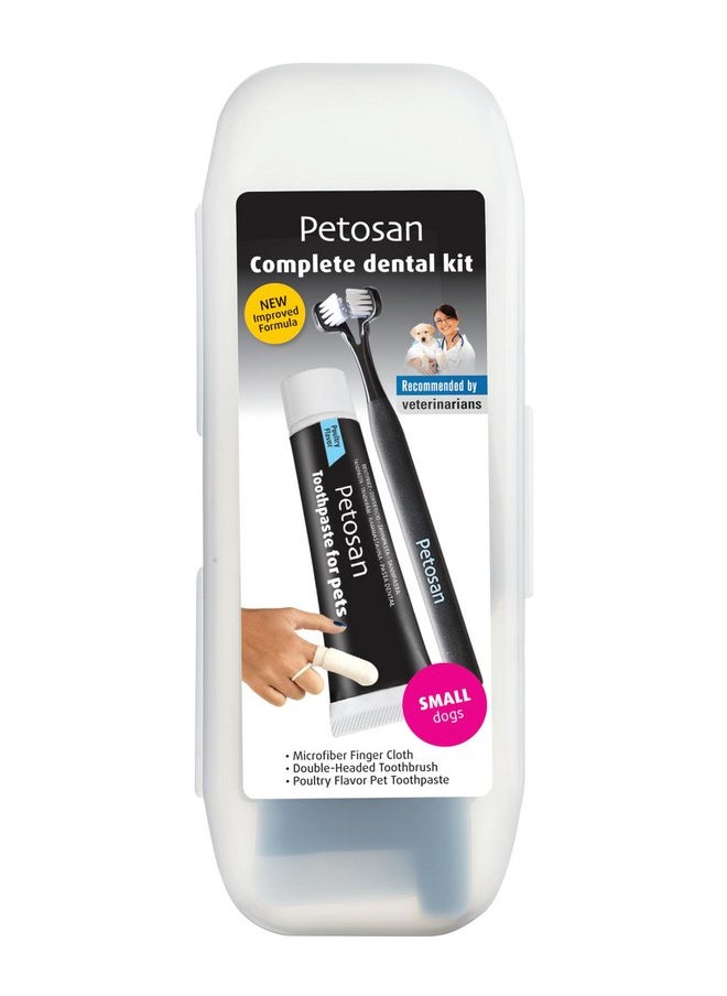 Petosan Complete Dental Kit for Dogs with Toothbrush, Toothpaste and Microfiber Cleaner, for Small Dogs Up to 14 lbs