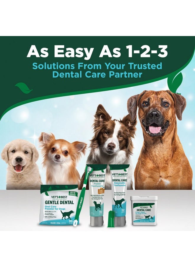 Vet's Best Dental Care Finger Wipes - Reduces Plaque & Tartar Build Up - Freshens Breath - Teeth Cleaning Finger Wipes for Dogs & Cats - 50 Count