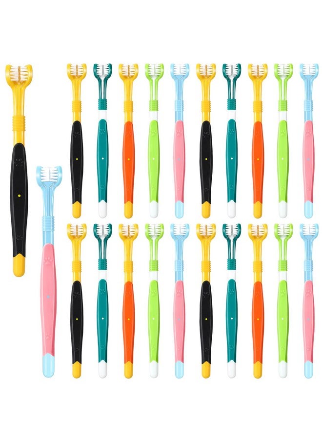 Vesici 20 Pcs 7 Inch Dog Toothbrush 3 Sided Dog Tooth Brush Cat Toothbrush Pet Teeth Cleaning Brush Dental Care Suitable for Most Pets Puppy Kitten Different Teeth and Mouth Shapes Cleaning