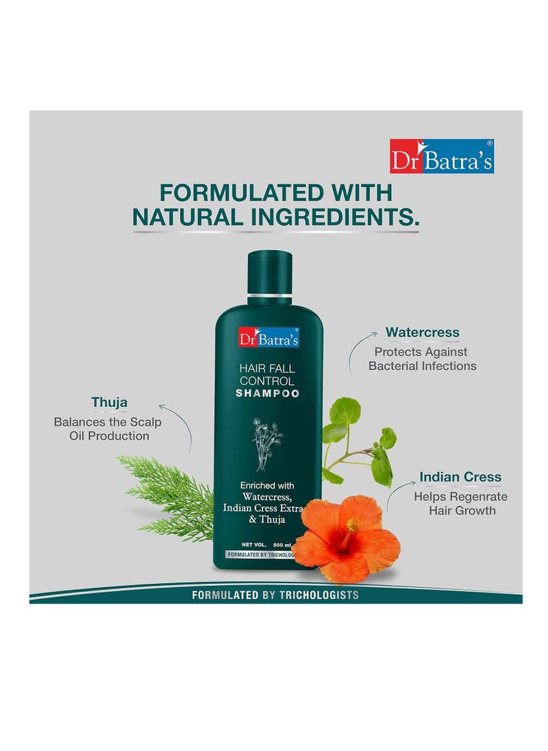 Dr Batra's Hair Fall Control Shampoo Enriched With Watercress Indian Cress extract and Thuja Anti Hair Fall Shampoo 500ml Pack of 1