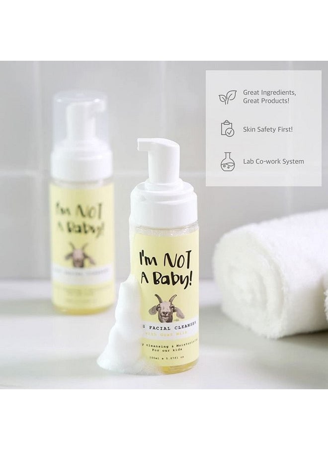 I'm NOT A Baby! Kids Face Wash Facial Cleanser - Gentle Goat Milk Formula for Sensitive Skin, Deep Hydration, Tear-Free, Hypoallergenic & Nourishing Care, 5.07 Fl oz (1)