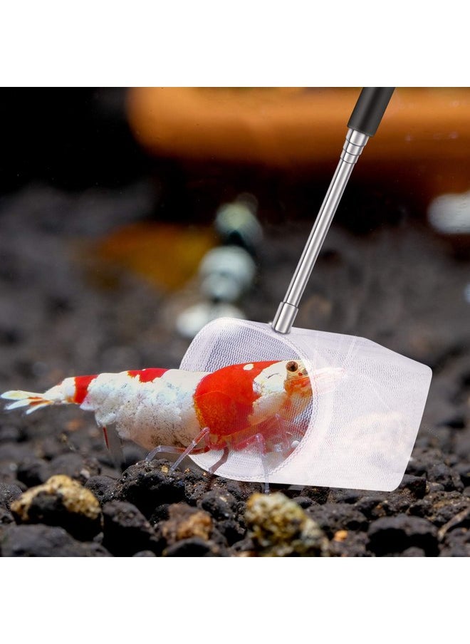 2 Pieces Fish Tank Shrimp Net Extendable Handle Shrimp Net Aquarium Stainless Steel Small Fishing Net Fish Shrimp Skimming Net with Adjustable Handle for Aquarium Fish Tank Pond (5 cm, Blue, Black)