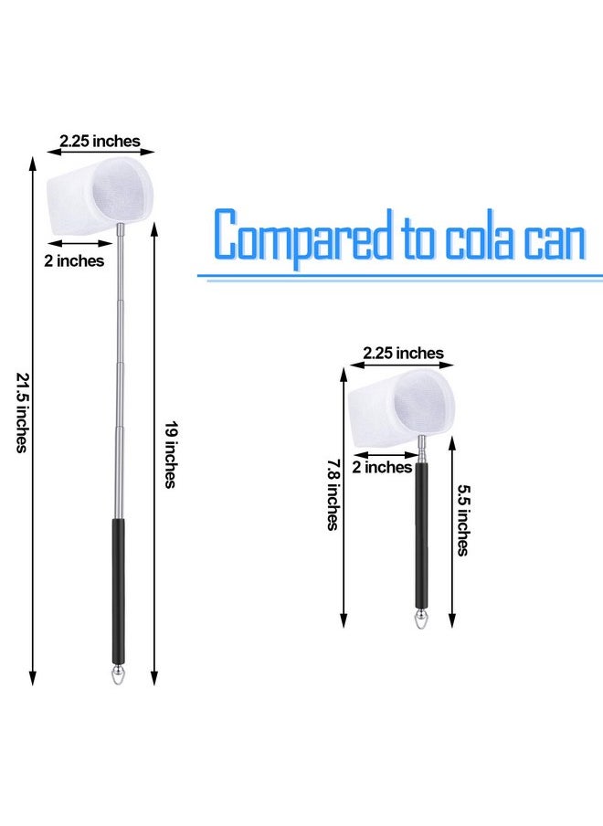 2 Pieces Fish Tank Shrimp Net Extendable Handle Shrimp Net Aquarium Stainless Steel Small Fishing Net Fish Shrimp Skimming Net with Adjustable Handle for Aquarium Fish Tank Pond (5 cm, Blue, Black)