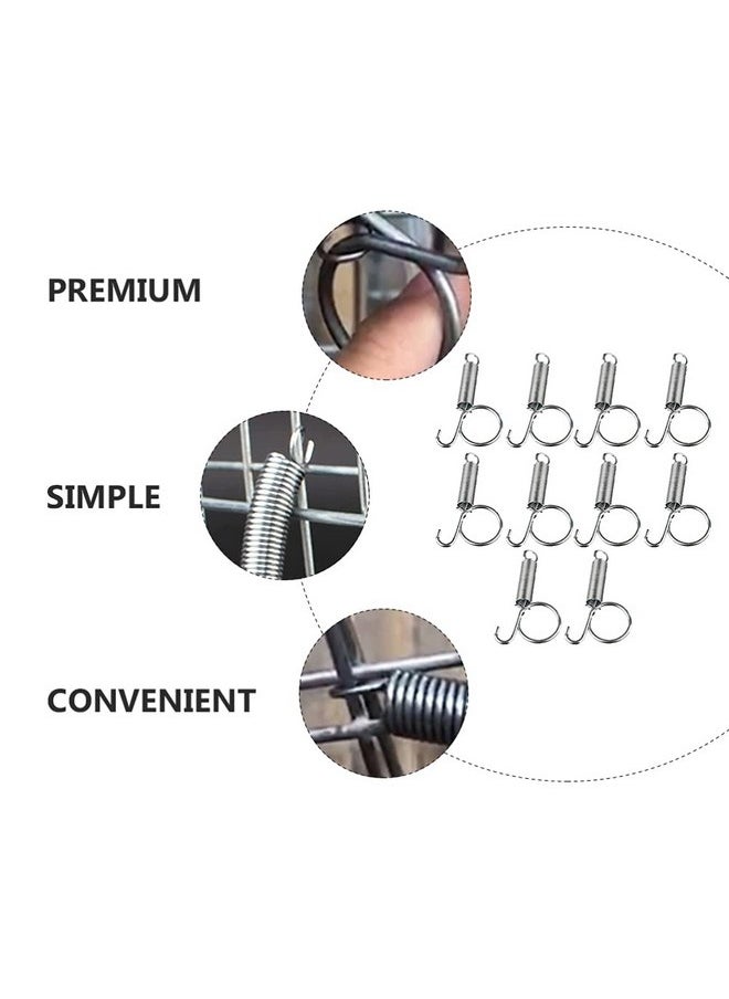 10PCS Metal Finger Spring Latch Hook for Fixing Pet Cage Door for Wire Rabbit Cages Doors Bunnies Hamsters Squirrels Birds