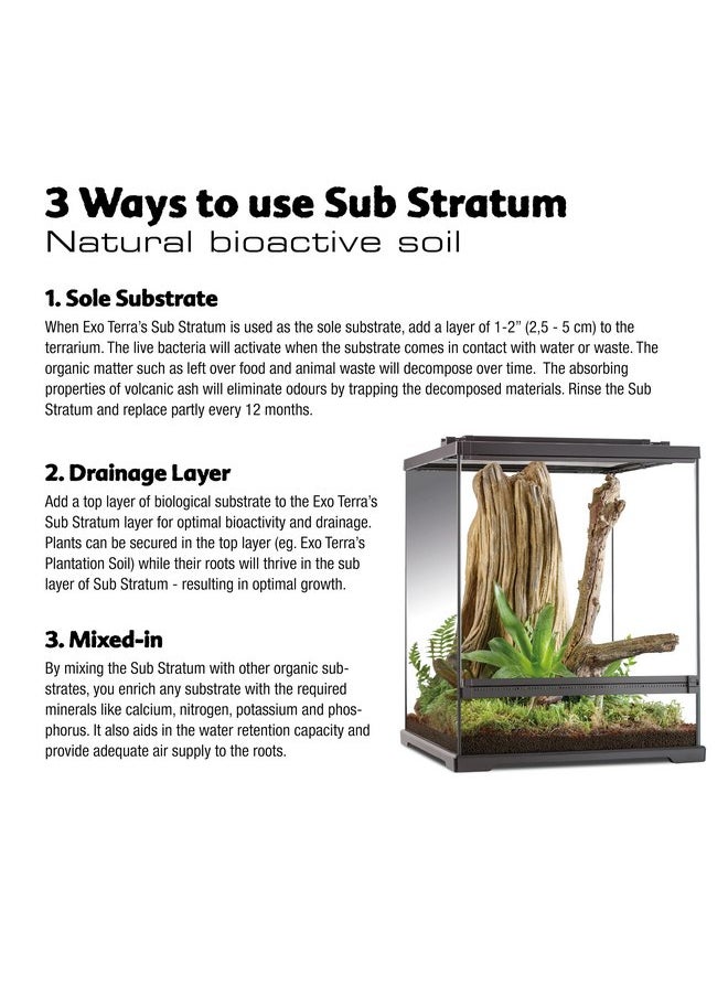 Exo Terra Sub Stratum, Bioactive Volcanic Substrate for Reptile Terrariums, Eliminates Odor, Offers Correct Moisture Levels 8.8 lb