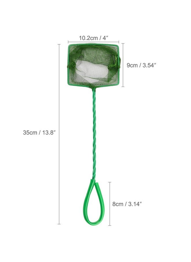 4 Pcs Aquarium Fish Net, 4 Inch Quick Catch Mesh Nylon Fishing Nets with Plastic Handle - Green