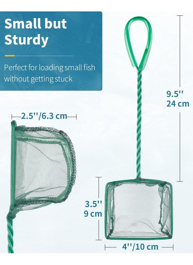 Pawfly 4 Inch Aquarium Fish Net with Braided Metal Handle Small Square Net with Soft Fine Mesh Sludge Food Residue Wastes Skimming Cleaning Net for Fish Tanks Small Koi Ponds and Pools