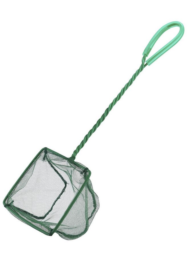 Pawfly 4 Inch Aquarium Fish Net with Braided Metal Handle Small Square Net with Soft Fine Mesh Sludge Food Residue Wastes Skimming Cleaning Net for Fish Tanks Small Koi Ponds and Pools