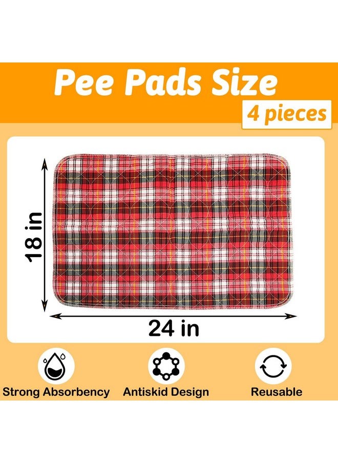 kathson 4Pcs Guinea Pig Cage Liner, 18”x24” Washable Rabbit Pee Pads Waterproof Reusable Pee Mats for Guinea Pig Rabbit Bunny Hamster Cat Puppy Small Animals