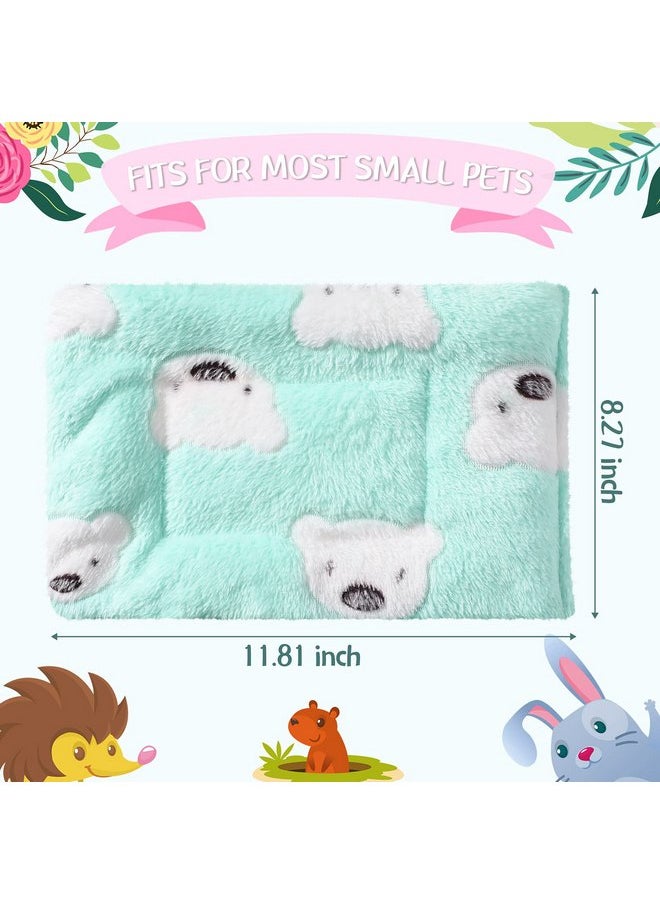 Jetec 2 Pieces Guinea Pig Bed Rabbit Bed Small Animal Hamster Warm Mats Winter Warm for Bunny Hamster Squirrel Hedgehog Chinchilla Small Animal Accessories(Green, Pink,Bear Pattern)