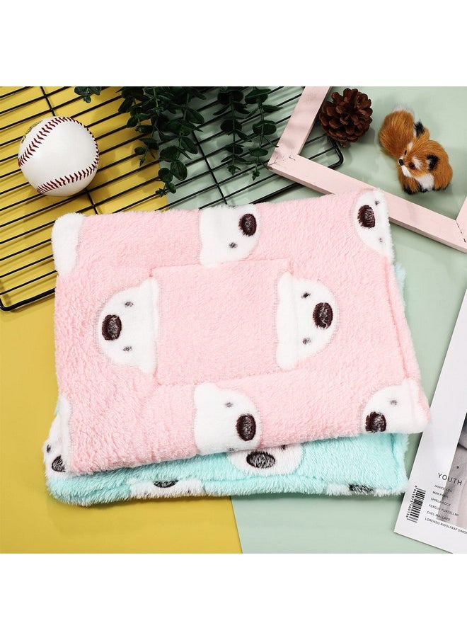 Jetec 2 Pieces Guinea Pig Bed Rabbit Bed Small Animal Hamster Warm Mats Winter Warm for Bunny Hamster Squirrel Hedgehog Chinchilla Small Animal Accessories(Green, Pink,Bear Pattern)