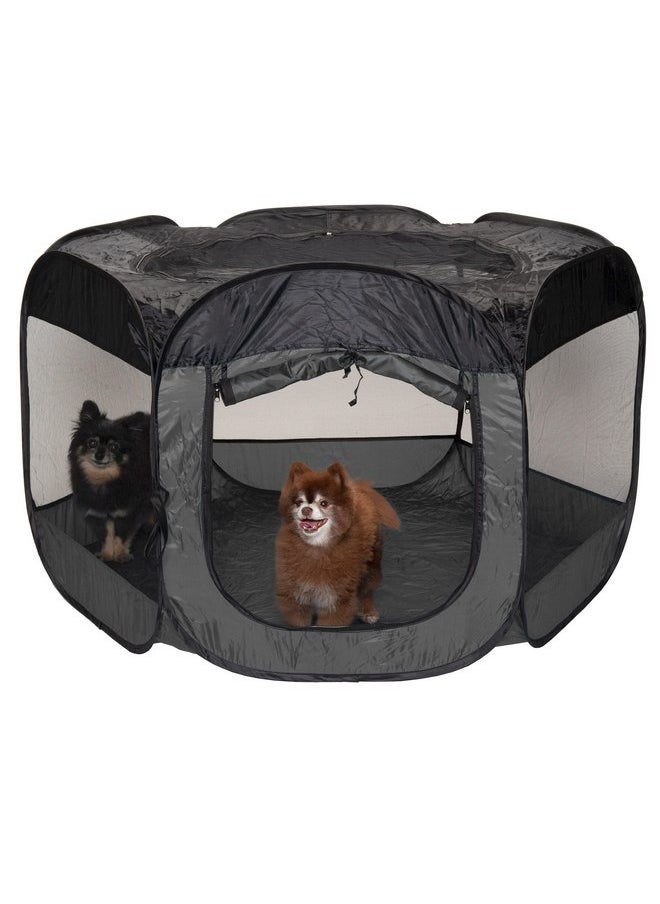 Furhaven Portable Dog Playpen Cat Tent, Pet playground/kennel foldable indoor outdoor zippered puppy crate - Gray, Extra Large