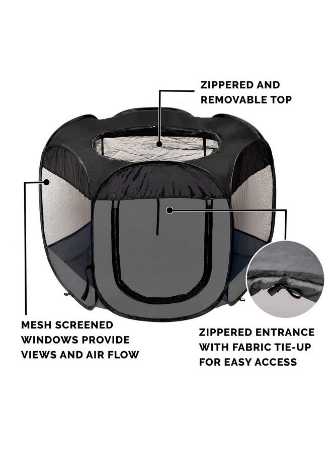 Furhaven Portable Dog Playpen Cat Tent, Pet playground/kennel foldable indoor outdoor zippered puppy crate - Gray, Extra Large