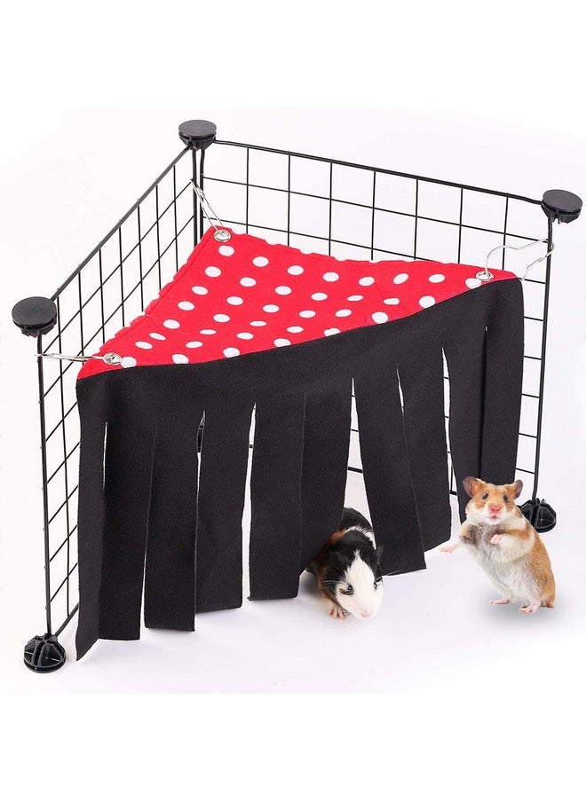 WishLotus Hamster Hideout, Small Animal Hideaway Tent Fleece Forest Pet Cage Accessories Nest Bedding for Chinchilla Guinea Pig Hedgehog Rat Squirrel Ferret Dwarf Bunny (Red+Black)