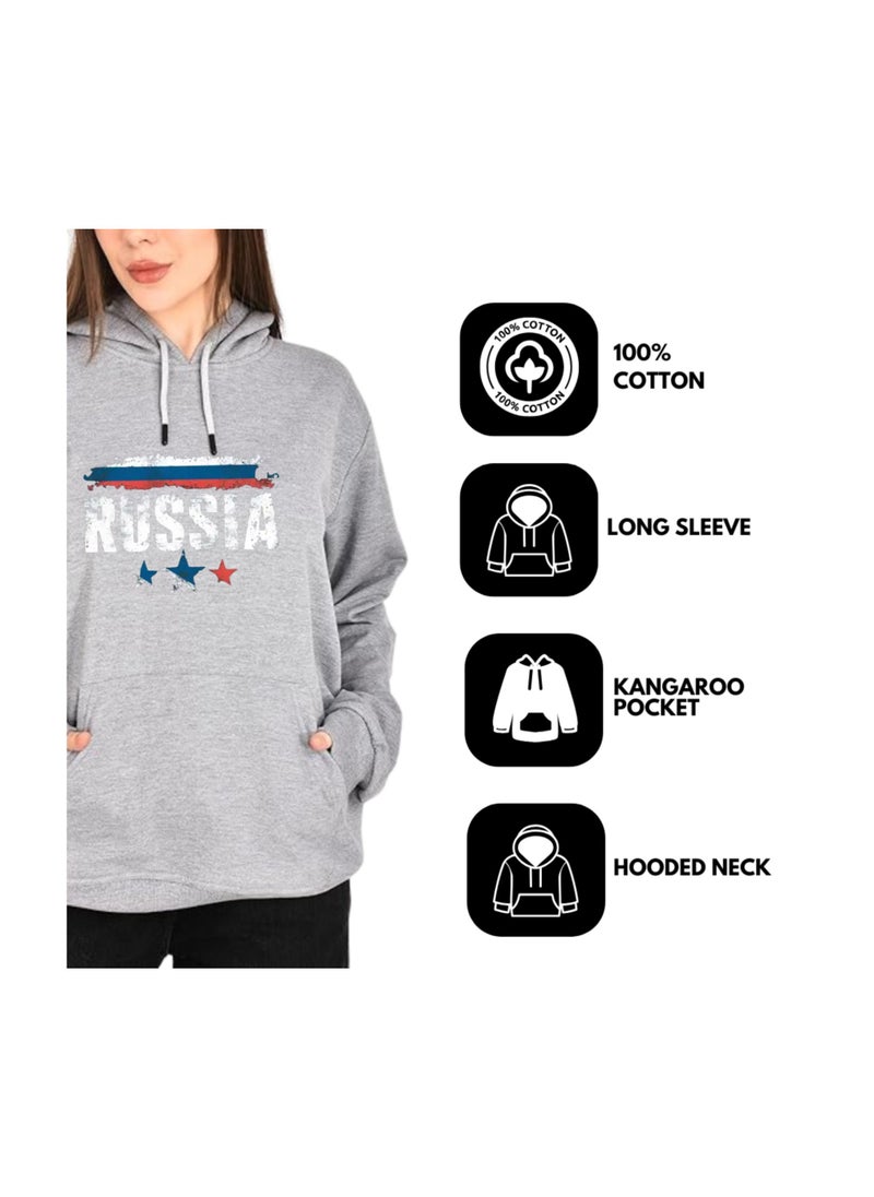 Russia Women's Hoodie-100% Cotton Fabric,Long Sleeve|Casual Wear For Travel,Sports&Daily Outfits|Russia Printed Hoodies