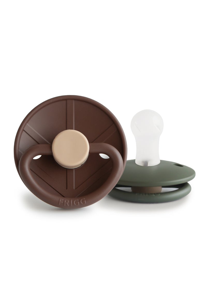 FRIGG Little Viking Silicone Baby Pacifier 0-6M 2-Pack Cocoa/Olive - Size 1