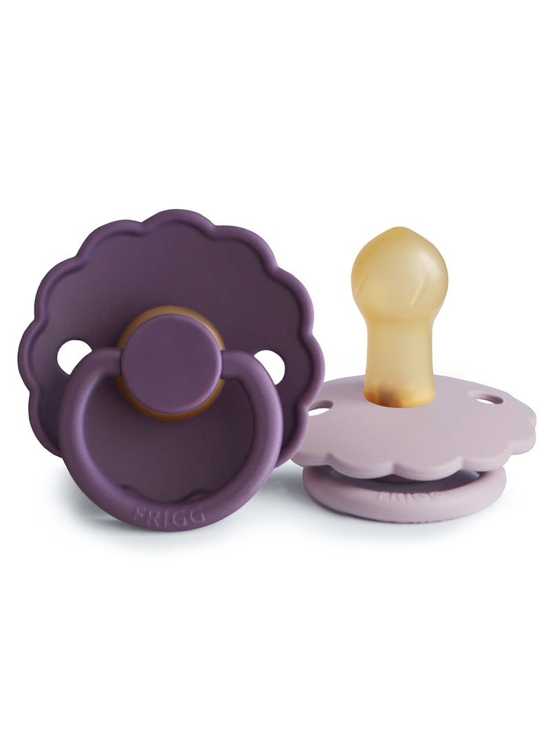 FRIGG Daisy Latex Baby Pacifier 0-6M 2-Pack Violet Dream/Soft Lilac - Size 1