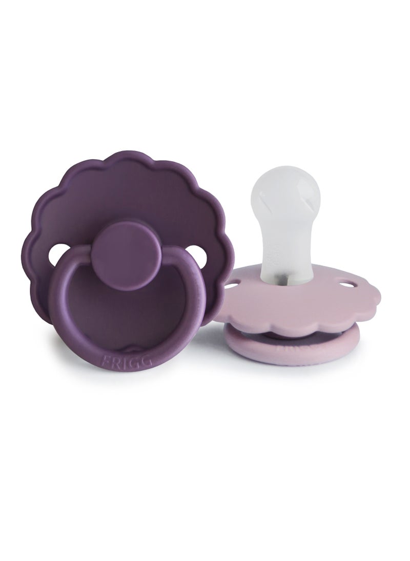 FRIGG Daisy Silicone Baby Pacifier 0-6M 2-Pack Violet Dream/Soft Lilac - Size 1