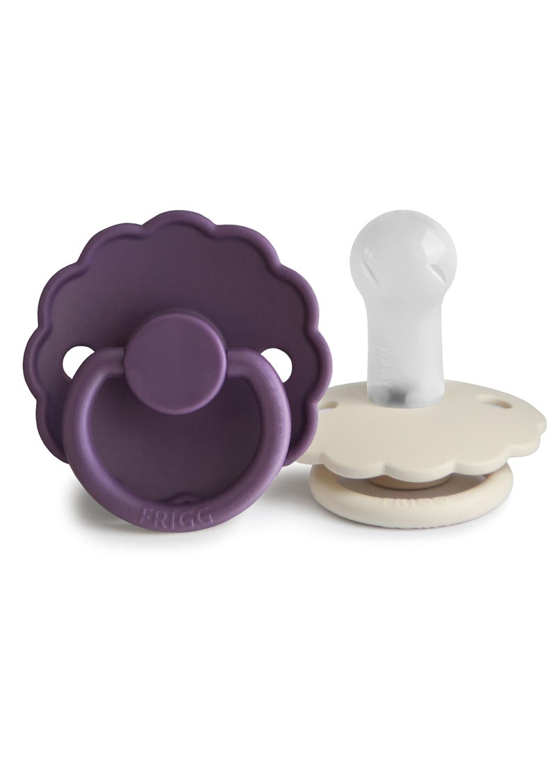 FRIGG Daisy Silicone Baby Pacifier 6-18M 2-Pack Violet Dream/Cream - Size 2