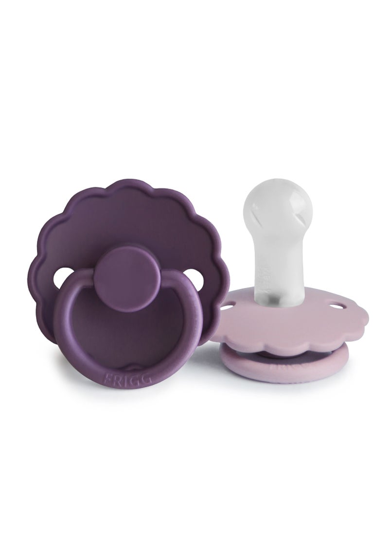 FRIGG Daisy Silicone Baby Pacifier 6-18M 2-Pack Violet Dream/Soft Lilac - Size 2