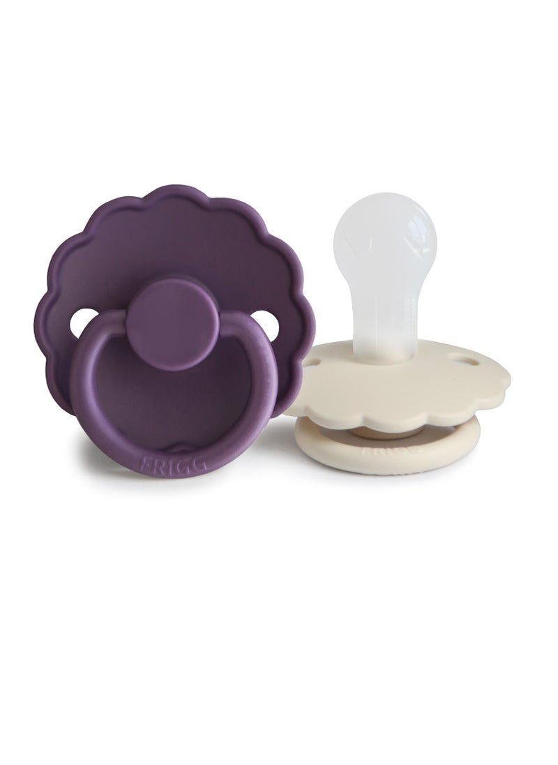 FRIGG Daisy Silicone Baby Pacifier 0-6M 2-Pack Violet Dream/Cream - Size 1