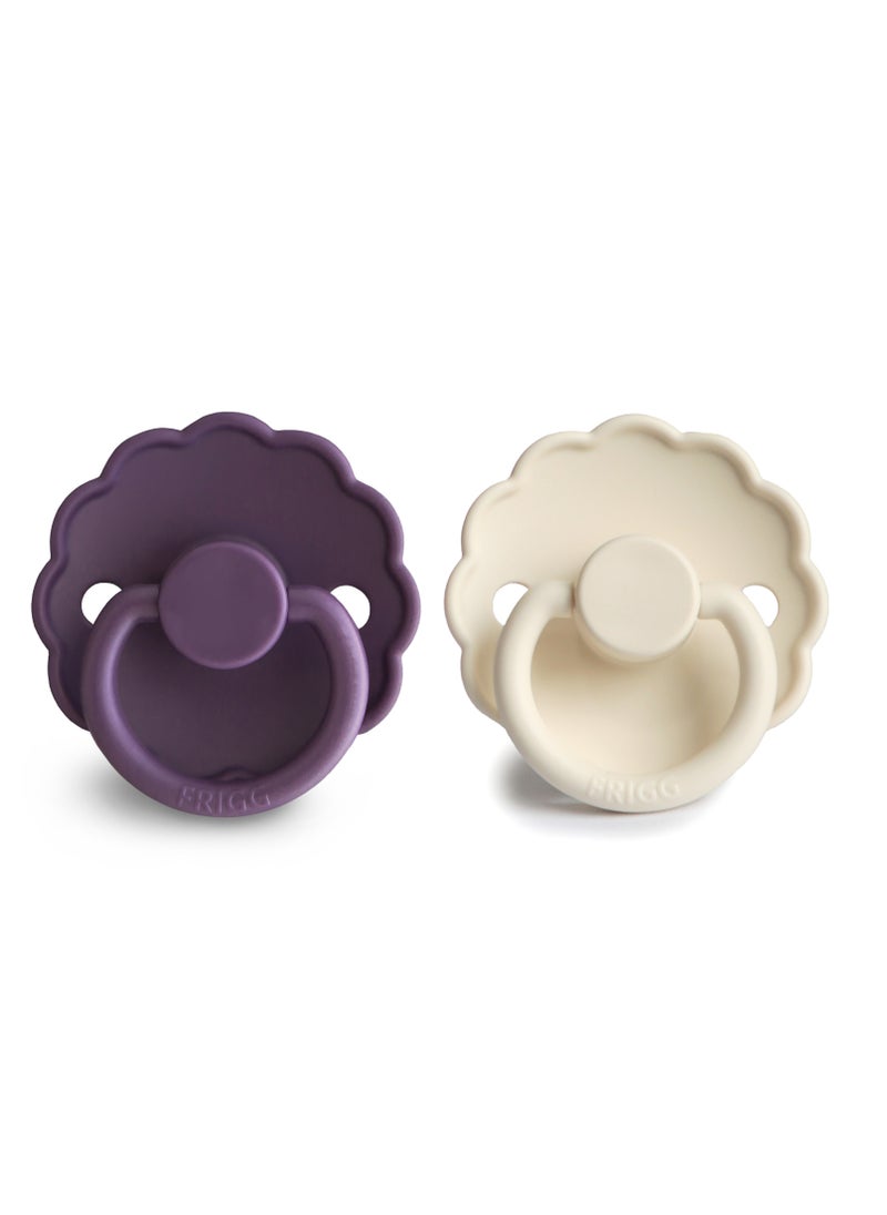 FRIGG Daisy Silicone Baby Pacifier 0-6M 2-Pack Violet Dream/Cream - Size 1