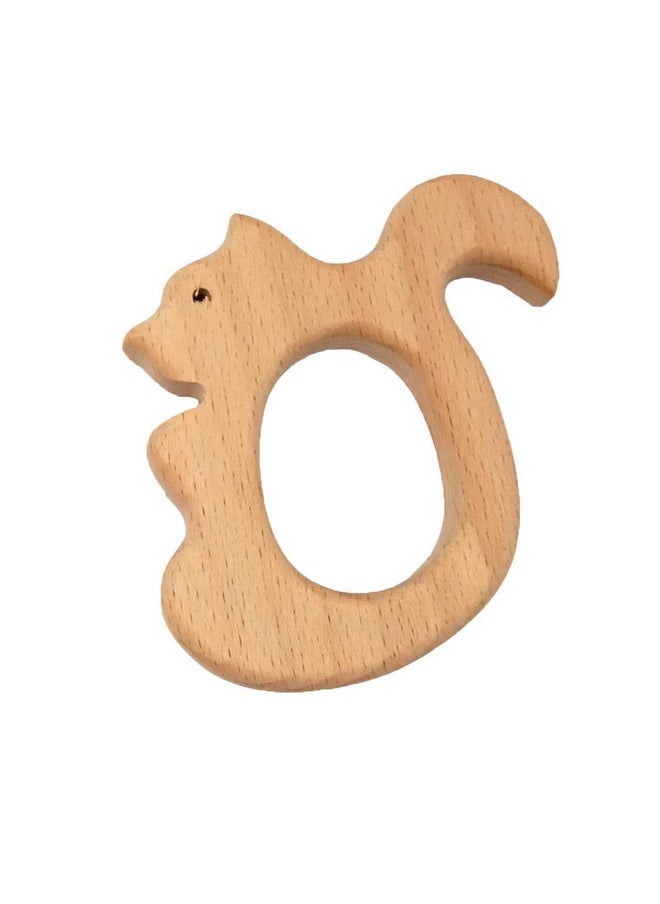 2pcs Lovely Cartoon Wood Pure Natural Animal Shape Beech Wooden Handmade DIY Necklace Pendant Decorations (Squirrel)
