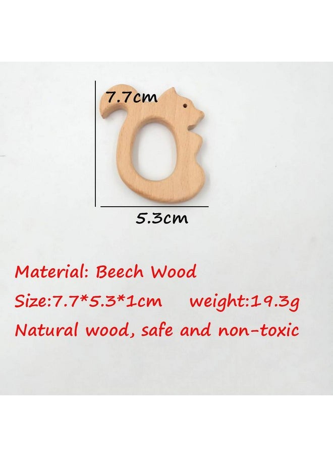 2pcs Lovely Cartoon Wood Pure Natural Animal Shape Beech Wooden Handmade DIY Necklace Pendant Decorations (Squirrel)